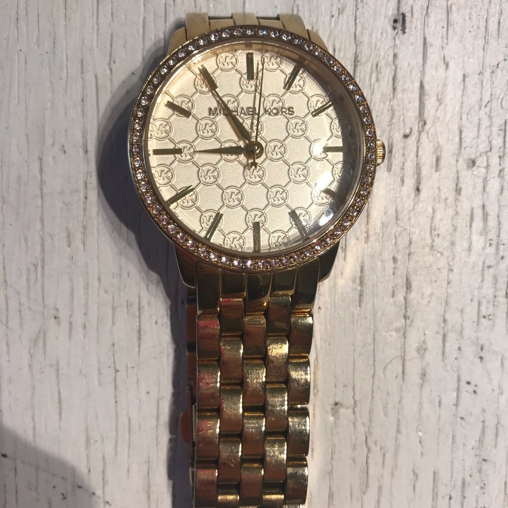 Women’s Michael Kors MK3120 Gold Link Round Watch
